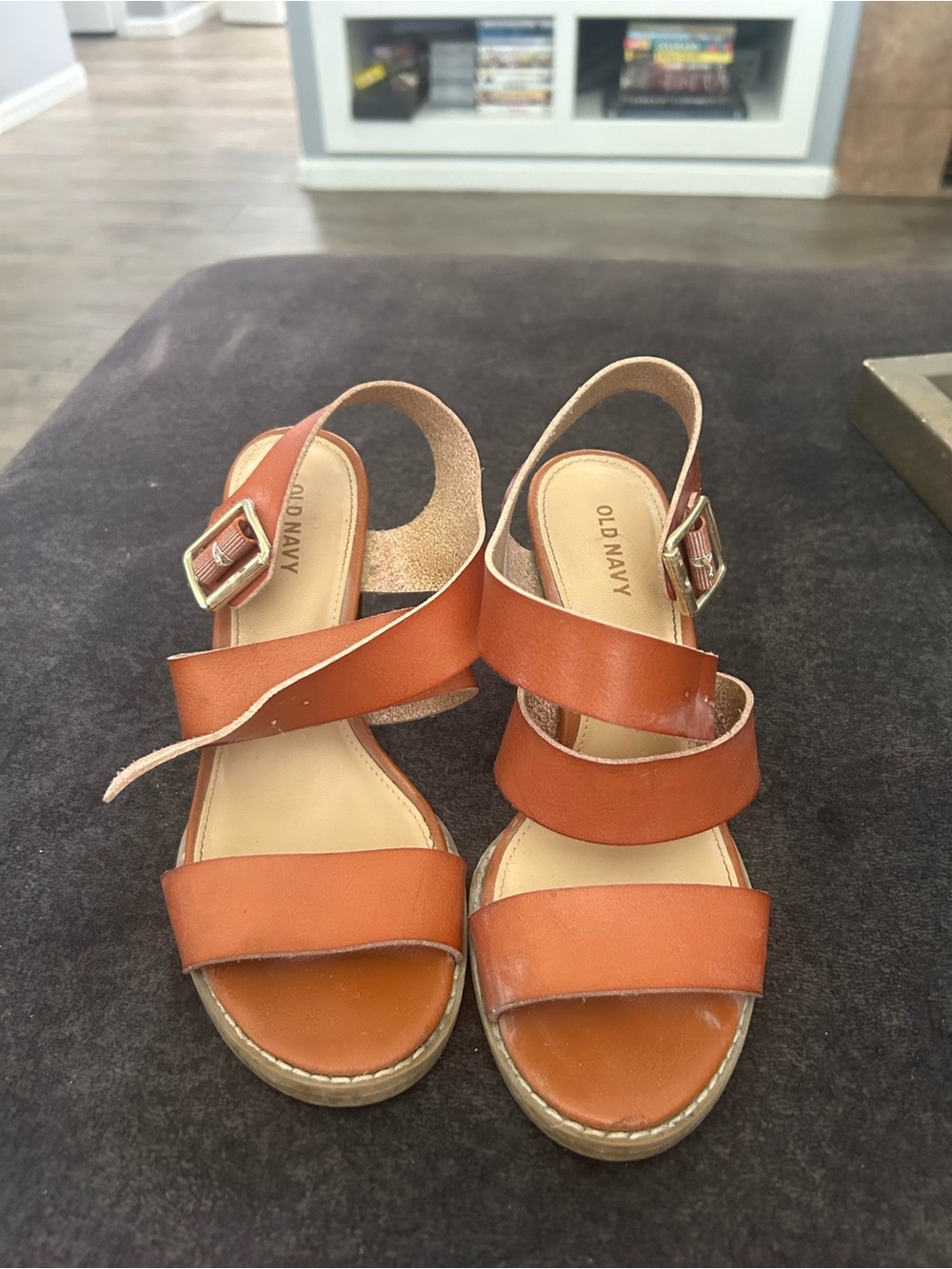 Old Navy Women's Brown-Tan Strappy Leather Slingback Sandals